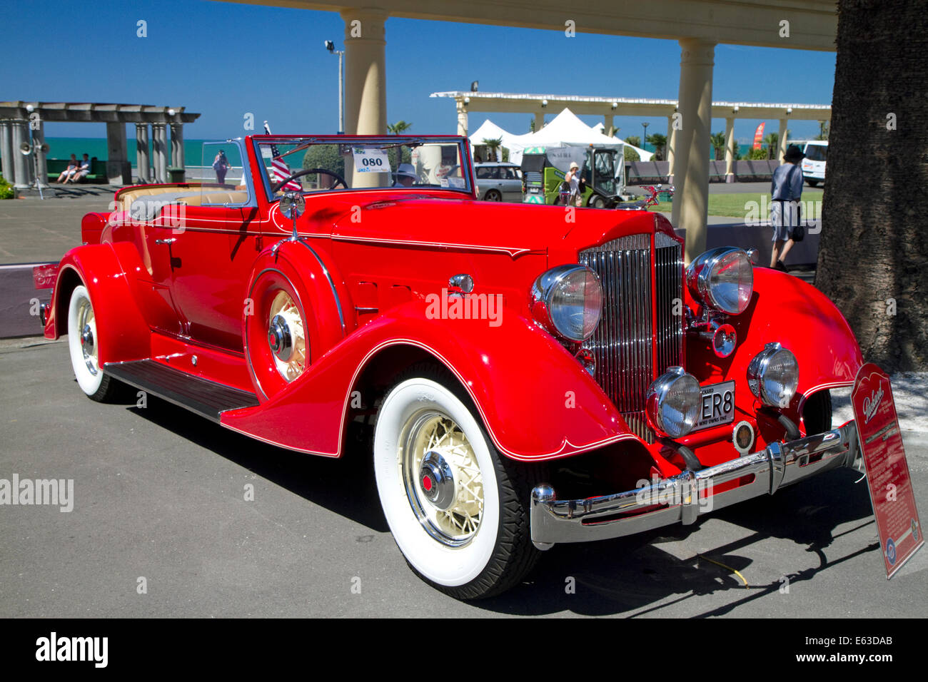 1934 Packard de l'afficheur pendant le week-end Art Déco Tremains à Napier dans la région de Hawke's Bay, île du Nord, en Nouvelle-Zélande. Banque D'Images