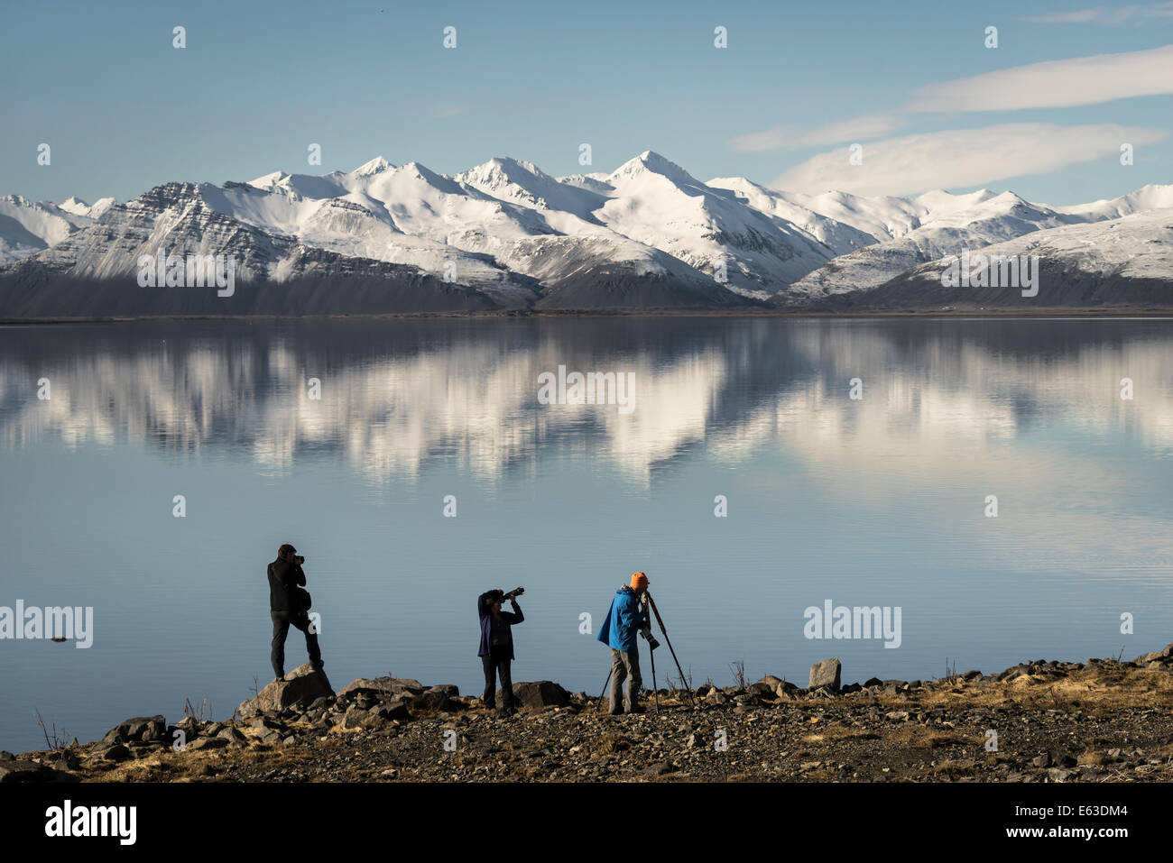 Photographes photographie le paysage, l'Est, l'Islande, Hvalsnes Banque D'Images