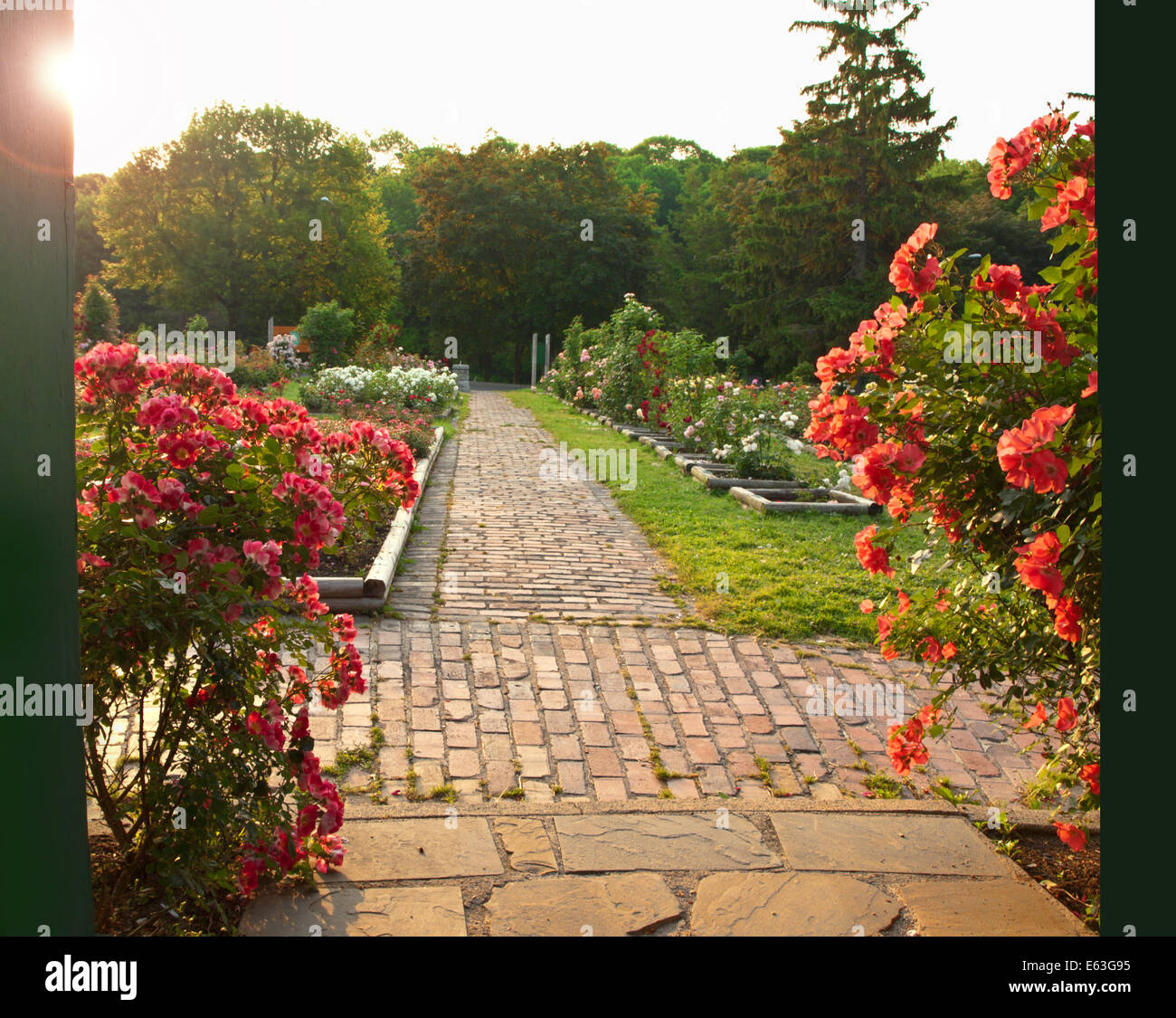 Vue sur un jardin, par la porte Banque D'Images