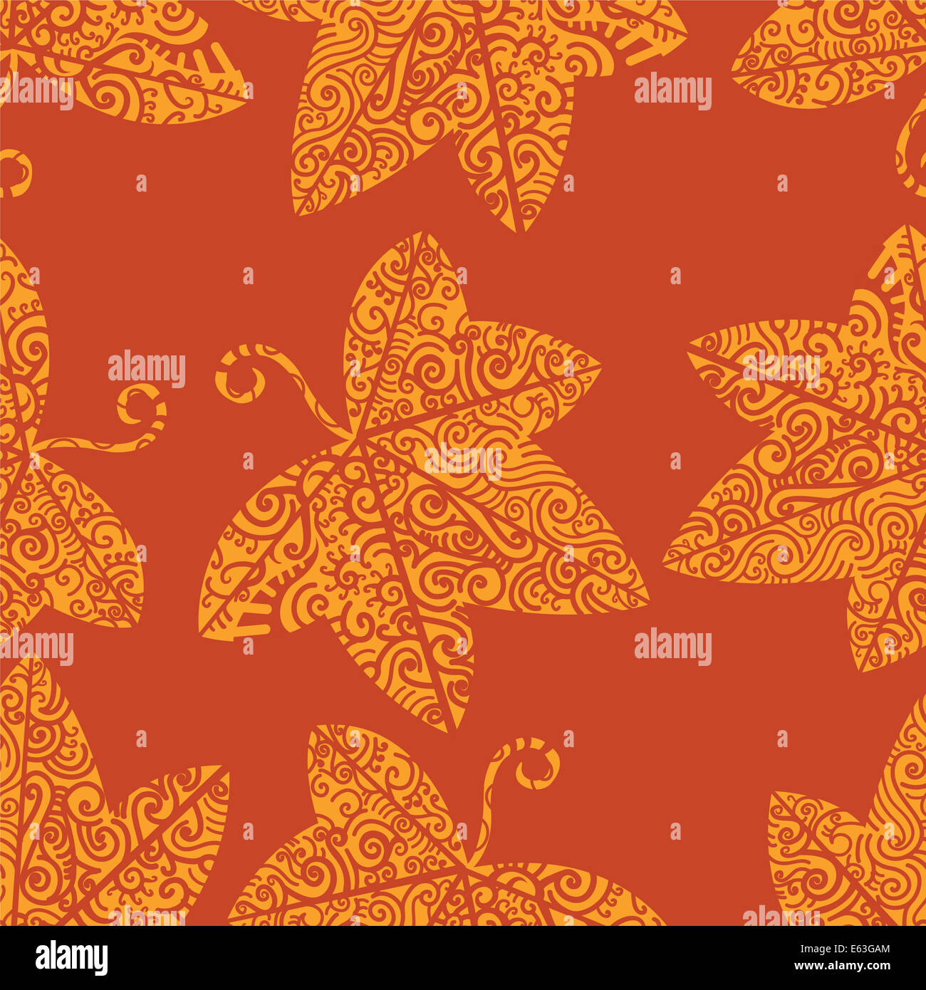 Motif tatouage tribal. Feuilles de lierre Banque D'Images