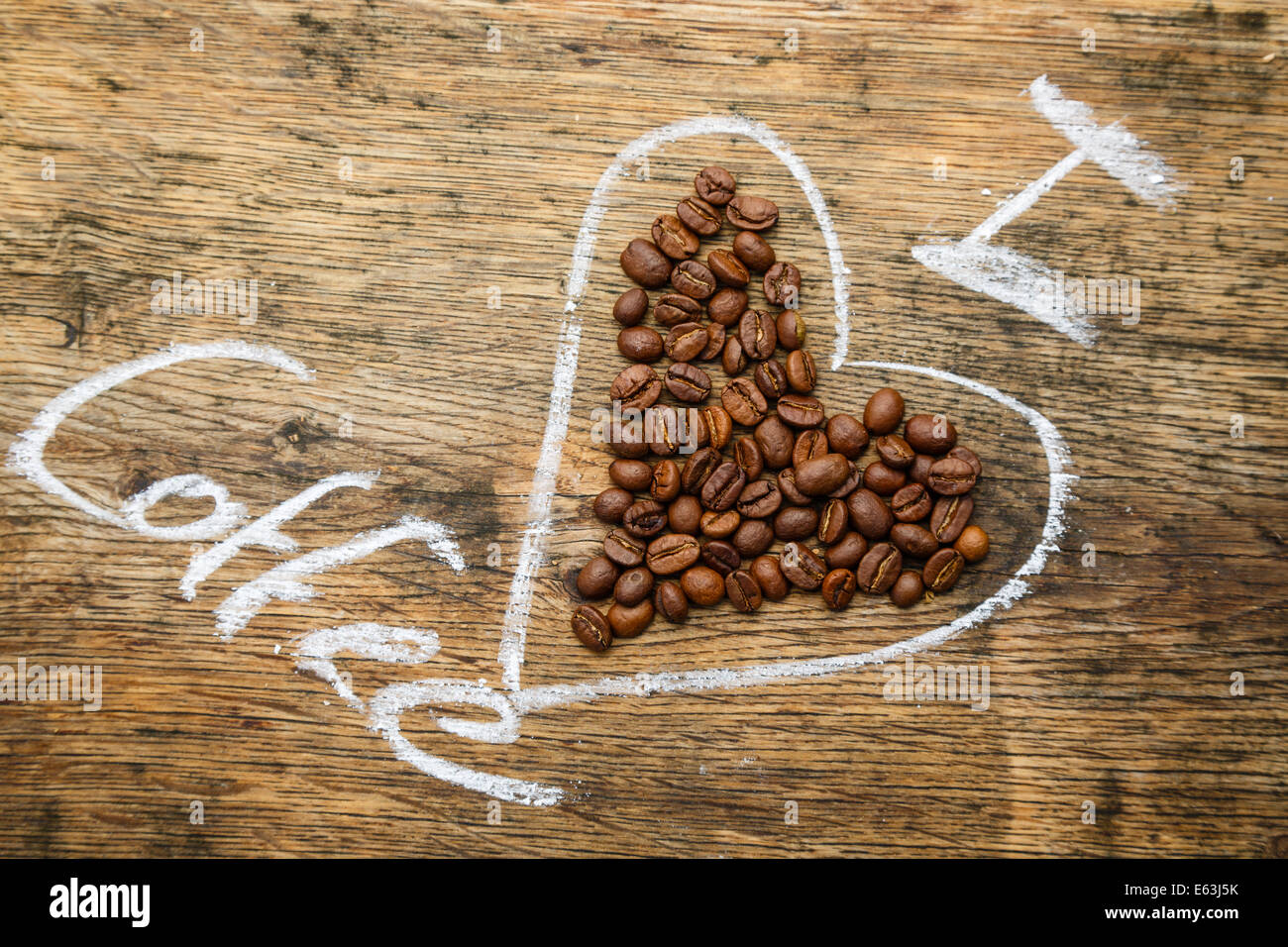 J'aime le café signe créé avec des grains de café Banque D'Images