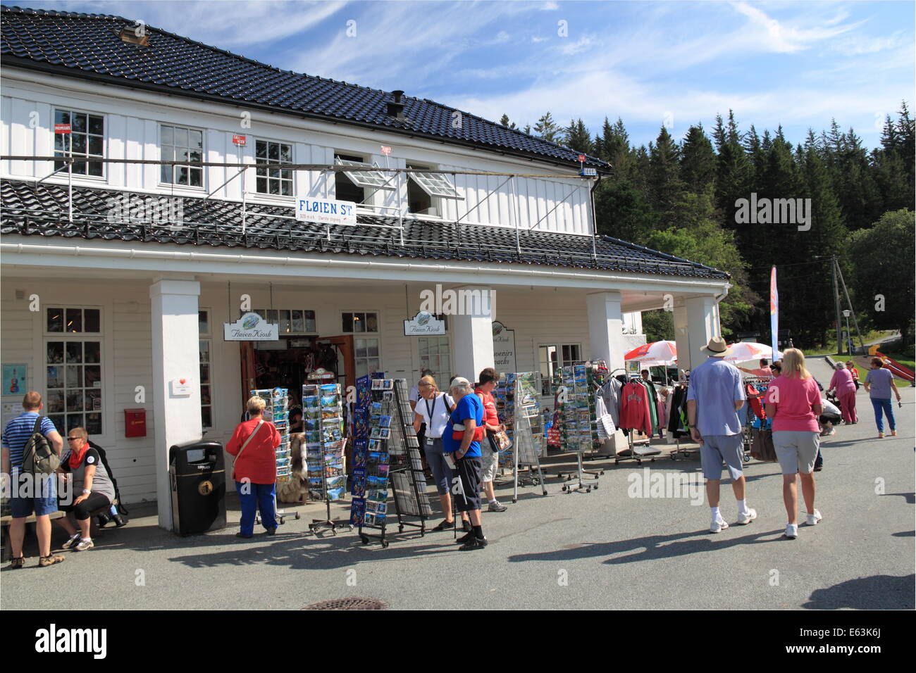 Le funiculaire Fløibanen gare la boutique, Bergen, Bergenshalvøyen, Midhordland Vestlandet, Hordaland, Norvège, Scandinavie Europe Banque D'Images