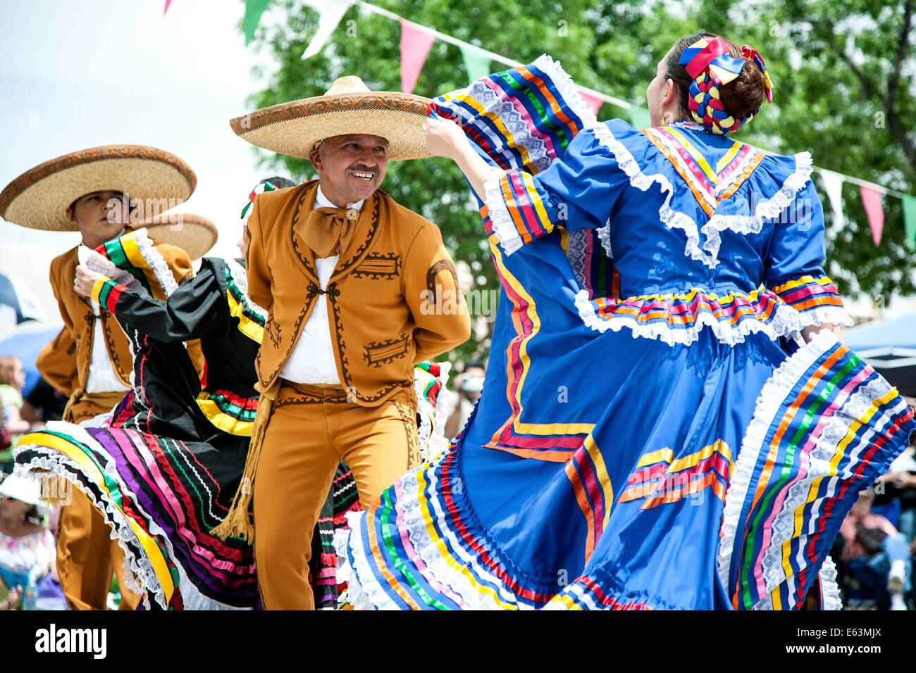 Danseurs mexicains, célébration de Cinco de Mayo, Old Mesilla, Las Cruces, Nouveau Mexique, USA Banque D'Images