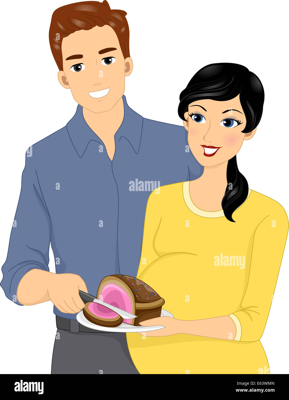 Illustration de futurs parents de révéler le sexe de leur bébé Banque D'Images