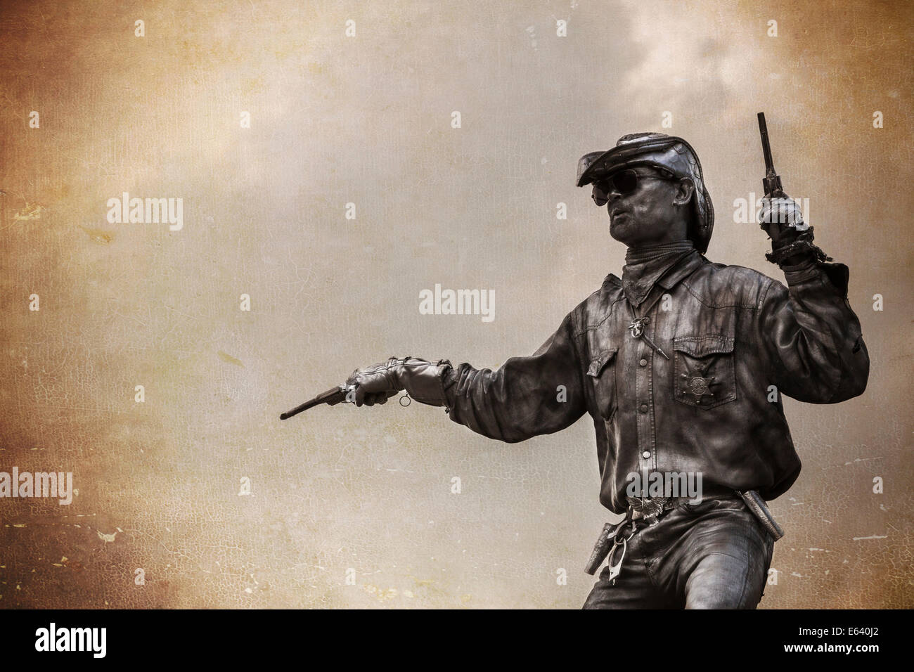 Artiste de rue Berlin habillé comme un cowboy, look rétro, Berlin, Allemagne Banque D'Images