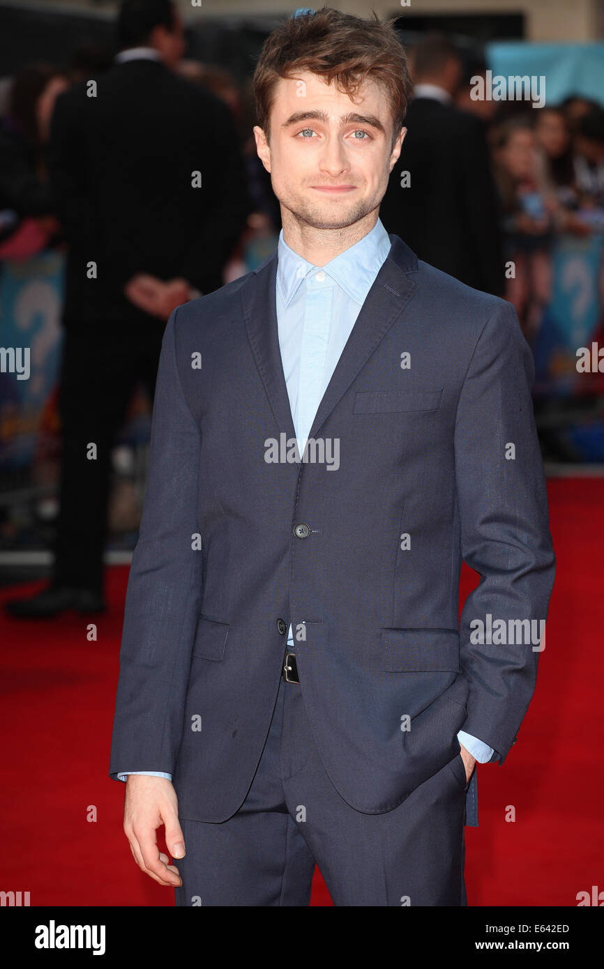 Londres, Royaume-Uni. 12e Août, 2014. Daniel Radcliffe participe à la UK Premiere des à Odéon West End le 12 août 2014 à Londres, en Angleterre. © dpa/Alamy Live News Banque D'Images