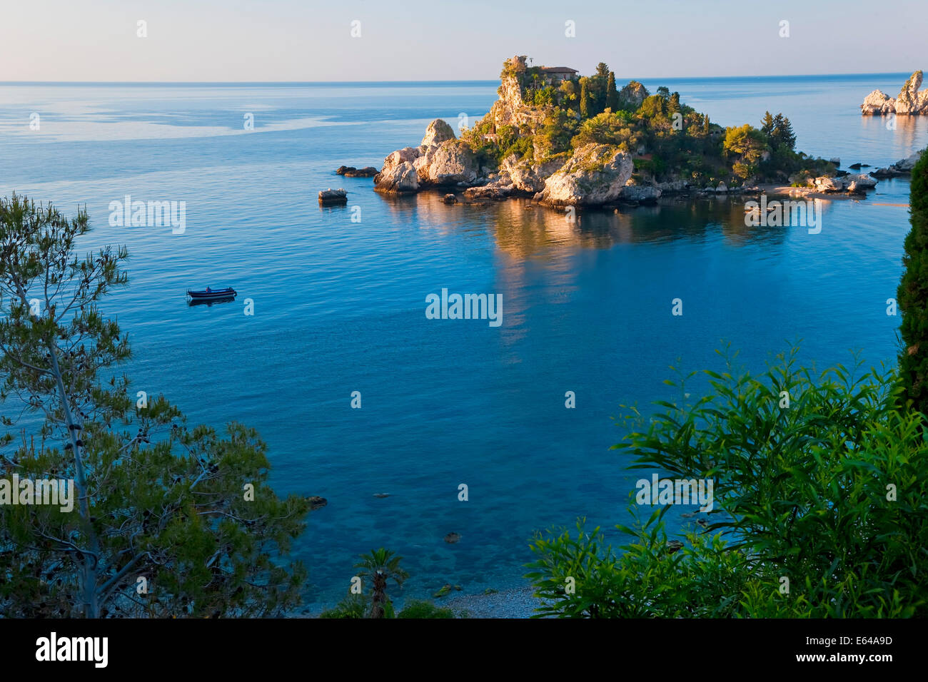 Vue de l'île Isola Bella, Taormina, Sicile, Italie Banque D'Images