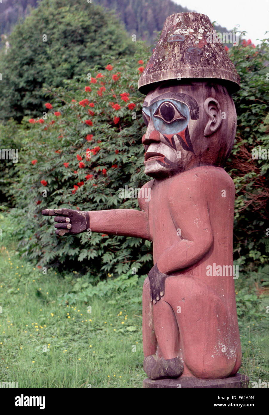 À Saxman Totem Village natal,Ketchikan, Alaska Banque D'Images