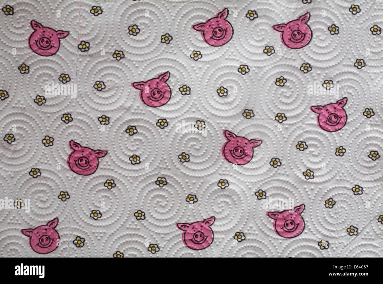 Close up detail de Marks & Spencer percy pig ménage serviettes ultra 3-ply Banque D'Images