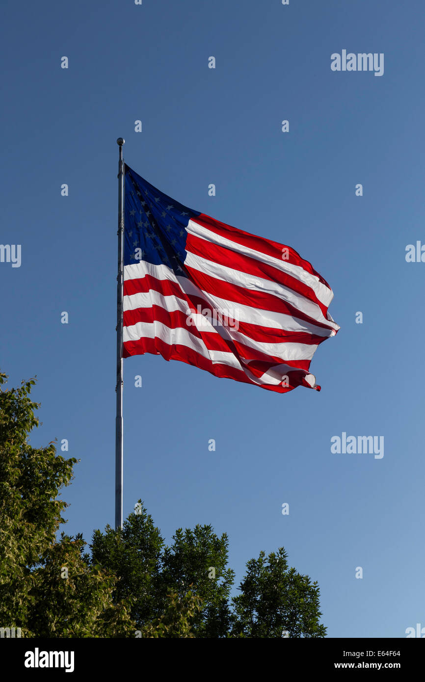 Drapeau des États-Unis de vagues dans le vent, USA Banque D'Images
