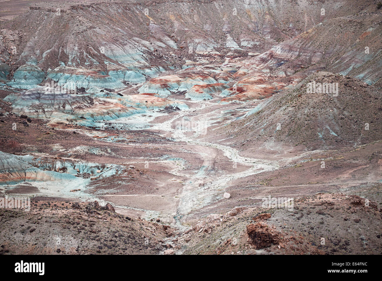 Vue aérienne d'une zone désertique riche avec de l'oxyde de fer. Moab, Utah, USA. Banque D'Images