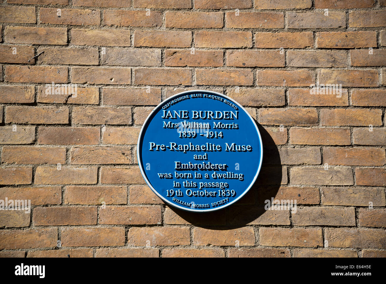 Blue plaque commémorative pour Fardeau Jane aka Mme William Morris, Oxford, England, UK Banque D'Images