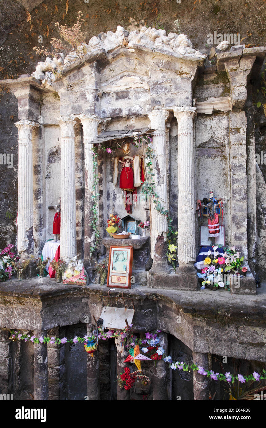 L'autel du temple ont survécu à l'éruption du volcan Paricutin, Michoacan, Mexique. Banque D'Images