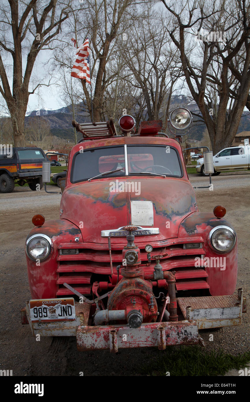 Vieux camion Chevrolet, Ridgeway, montagnes San Juan, Colorado, USA Banque D'Images