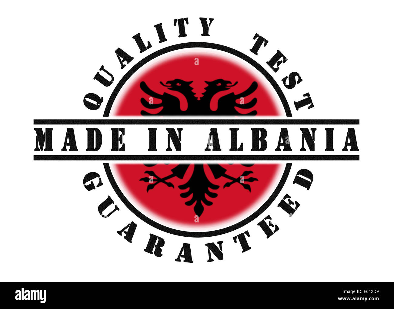 Test de qualité garantie stamp avec un drapeau national à l'intérieur, de l'Albanie Banque D'Images