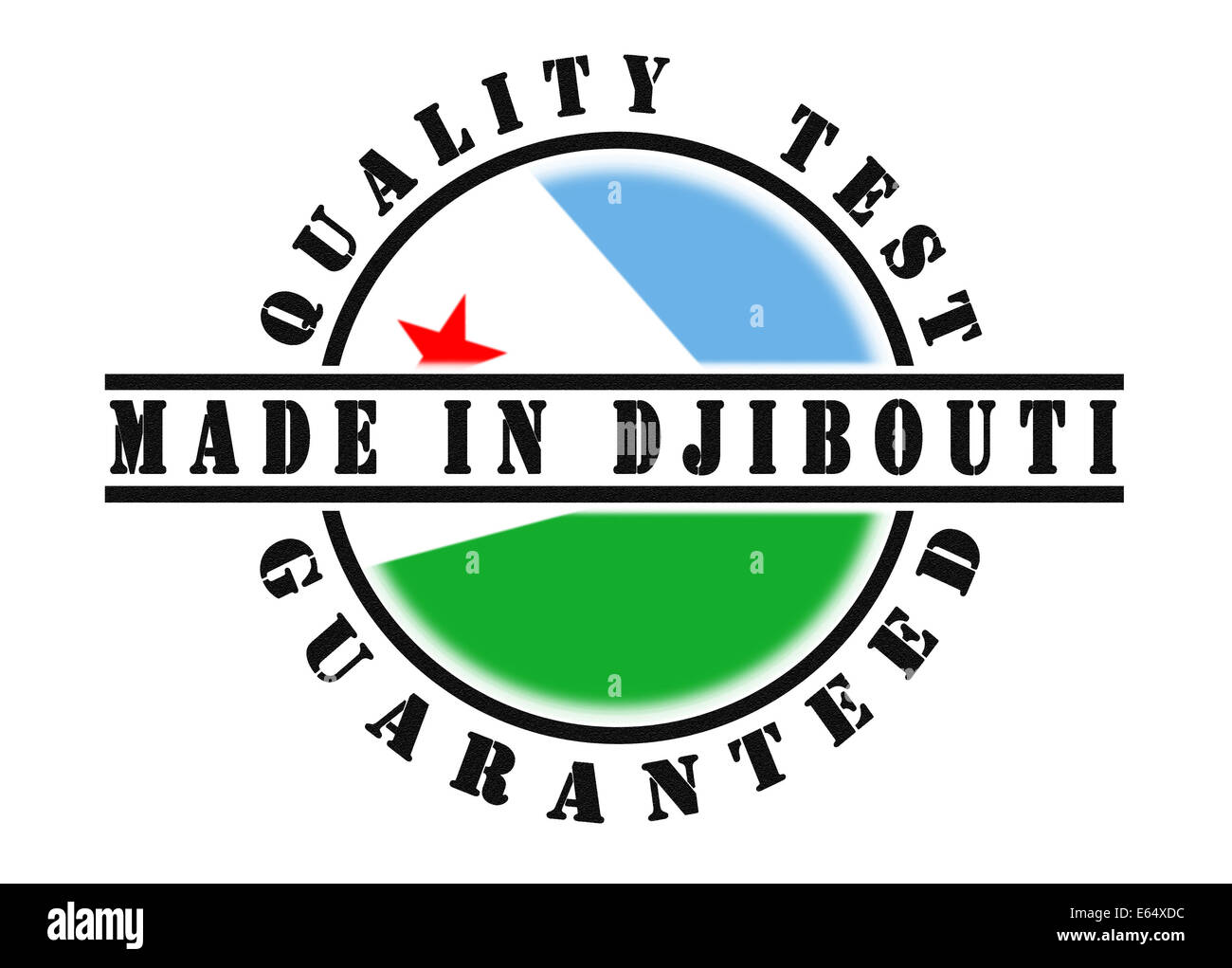 Test de qualité garantie stamp avec un drapeau national à l'intérieur, à Djibouti Banque D'Images