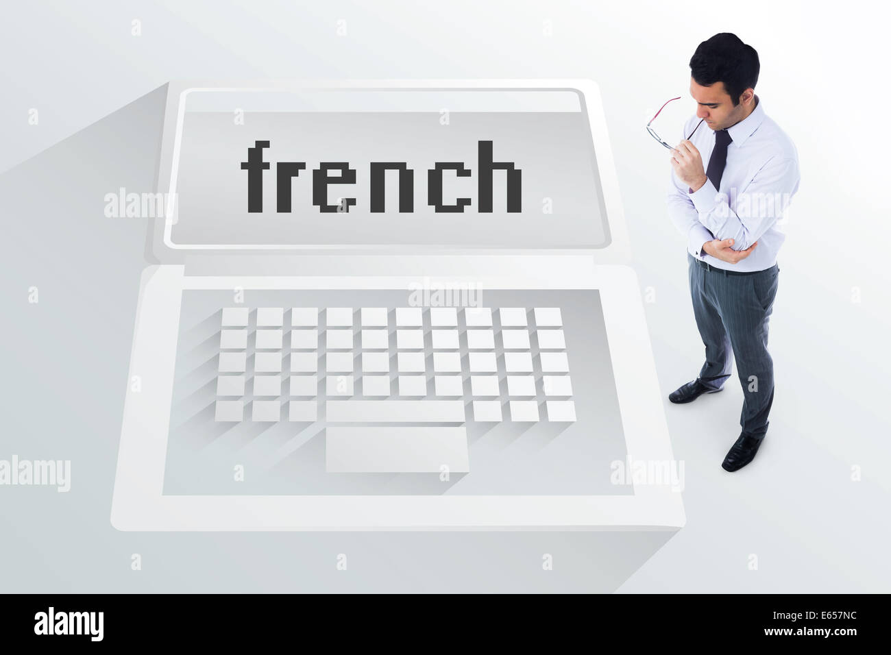 Le mot français et of unsmiling businessman Banque D'Images