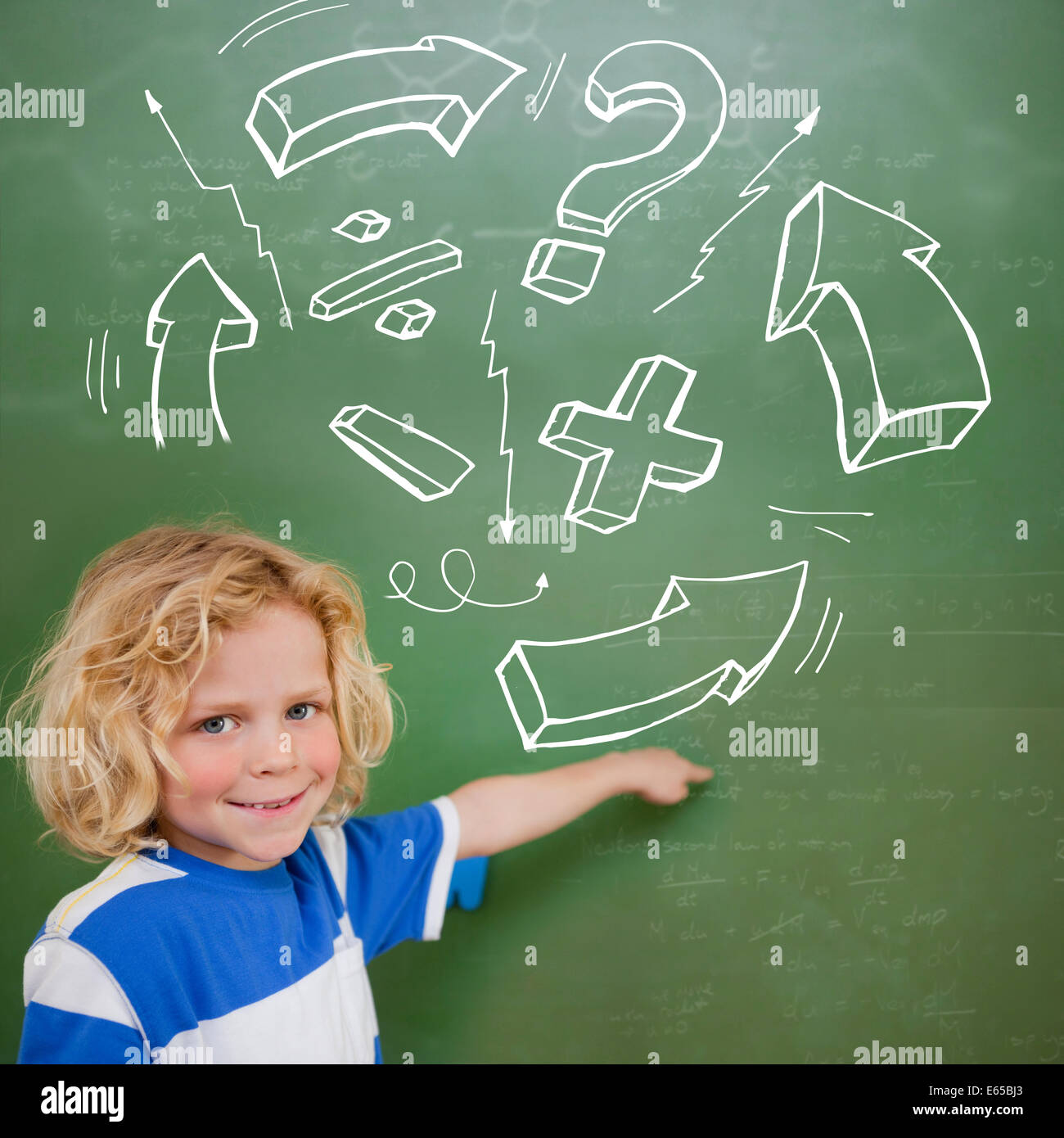 Image composite de flèches et signes mathématiques Banque D'Images