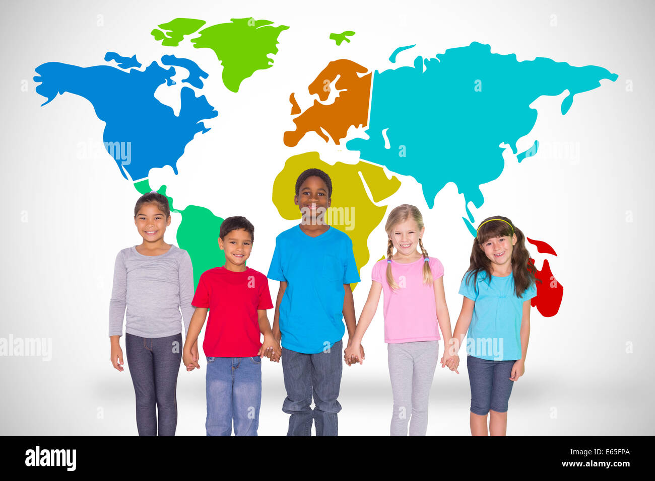 Image composite des élèves du palier élémentaire smiling Banque D'Images