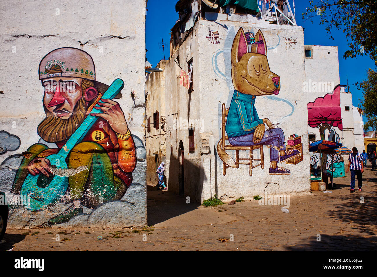 Maroc, Casablanca, la peinture murale, centre-ville Banque D'Images