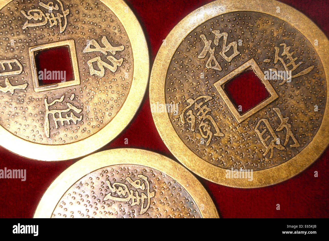 Pièces Monnaie Chinoises Anciennes Avec Nœud Rouge Feng Shui - Porte-Bonheur Richesse Succès Santé Chance