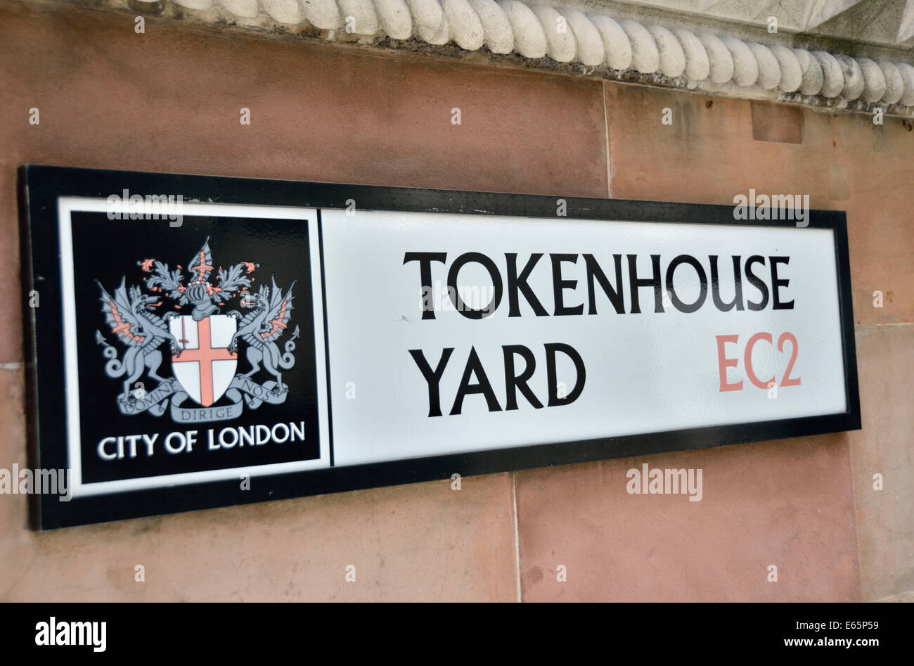 Tokenhouse Yard EC2 Plaque de rue, ville de London, UK Banque D'Images