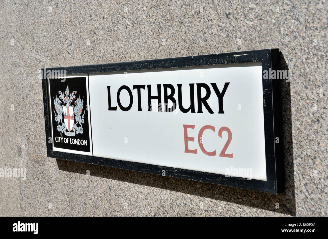 Lothbury EC2 Plaque de rue, ville de London, UK Banque D'Images