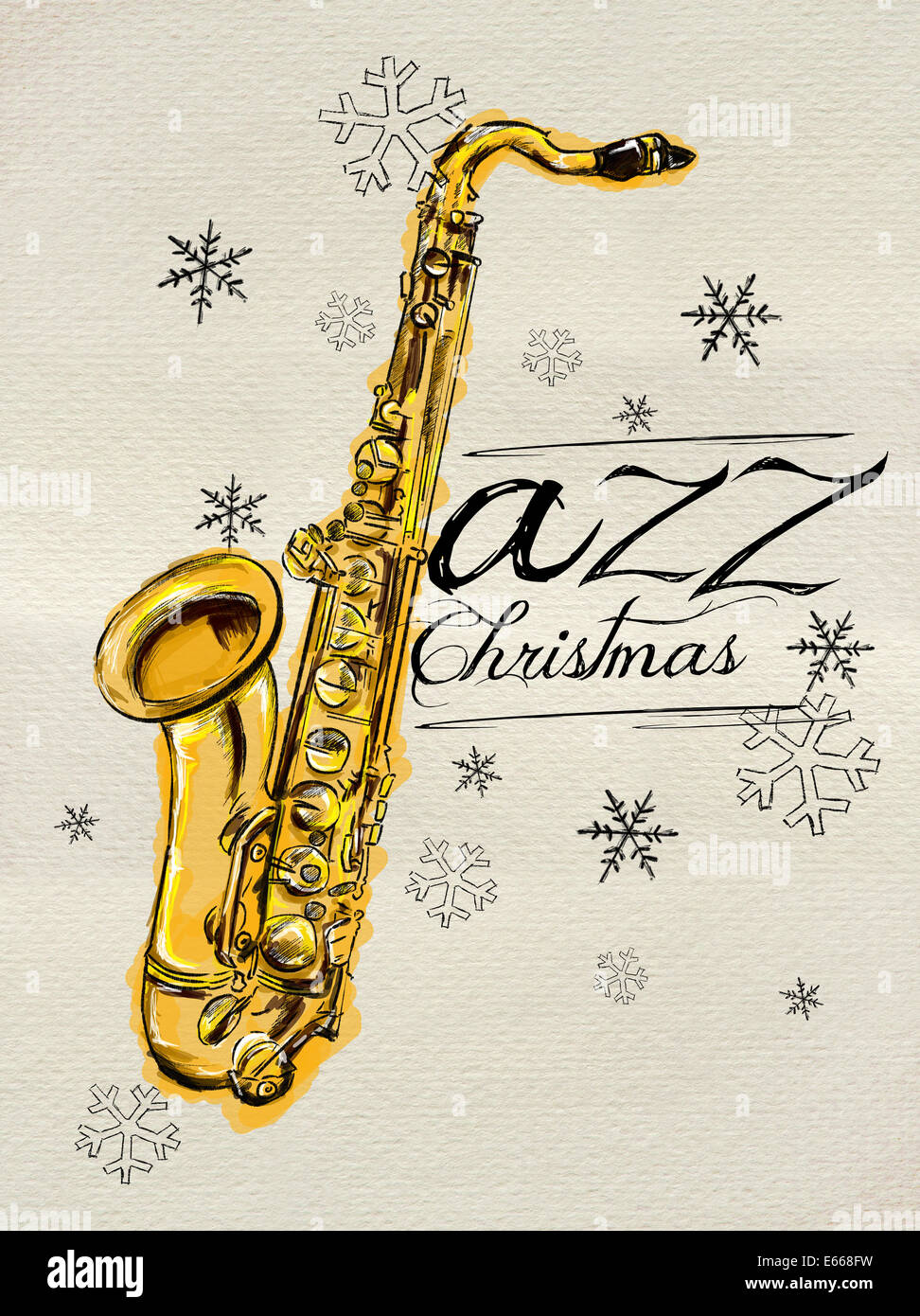 Noël jazz saxophone Peinture Banque D'Images