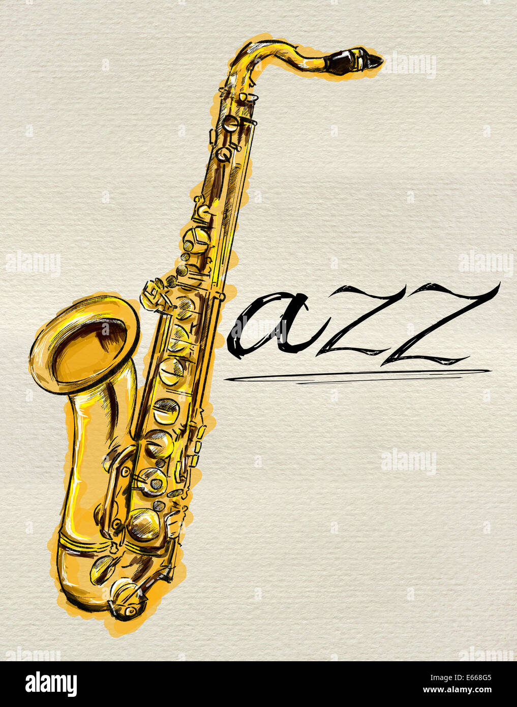 Image - Peinture Saxophone music background Banque D'Images