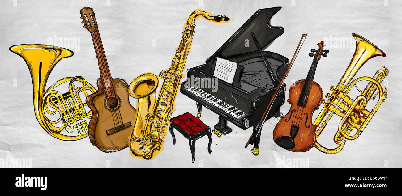 Instruments de musique - toile de fond musicale Banque D'Images