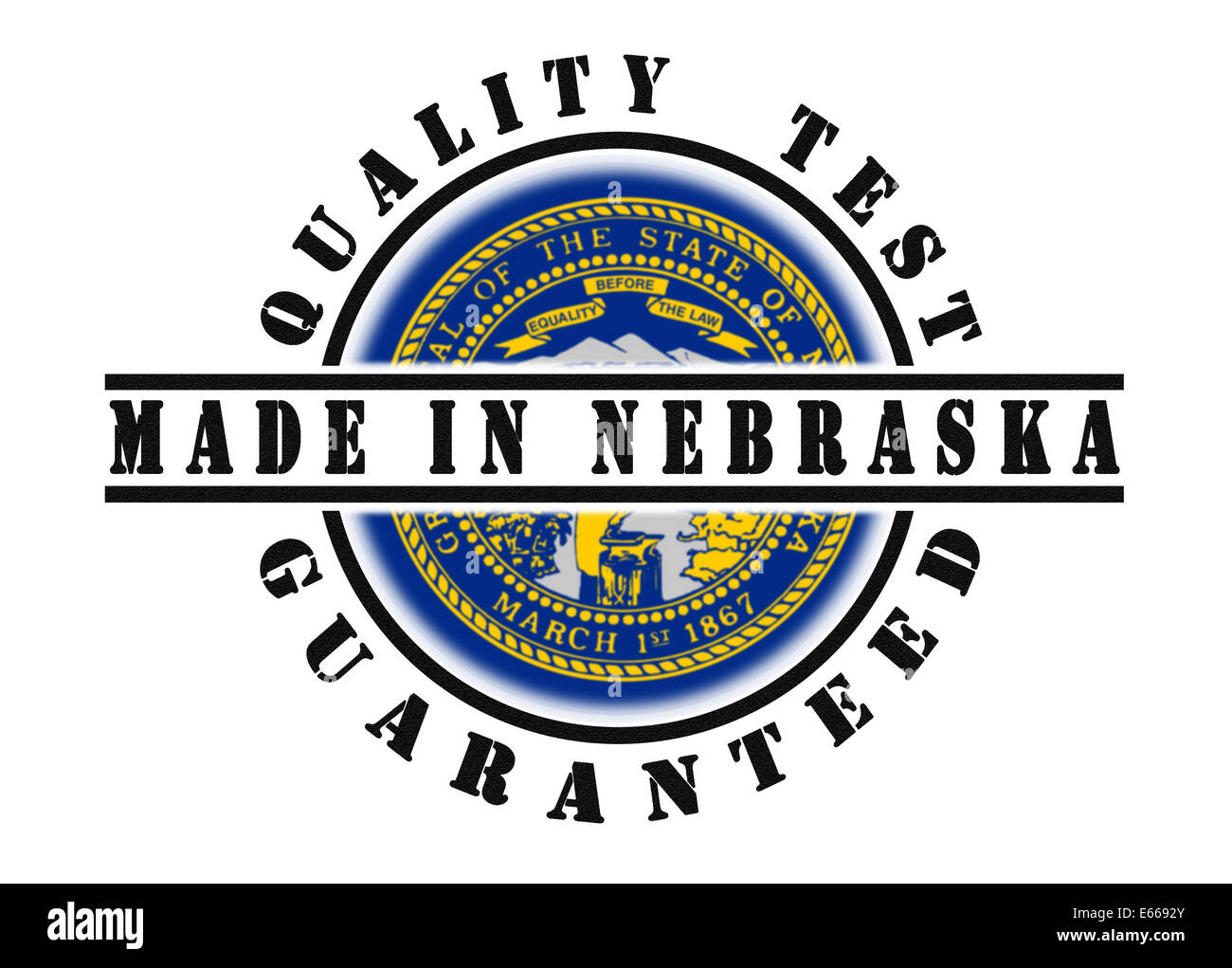 Test de qualité garantie stamp avec un état à l'intérieur du pavillon, Nebraska Banque D'Images