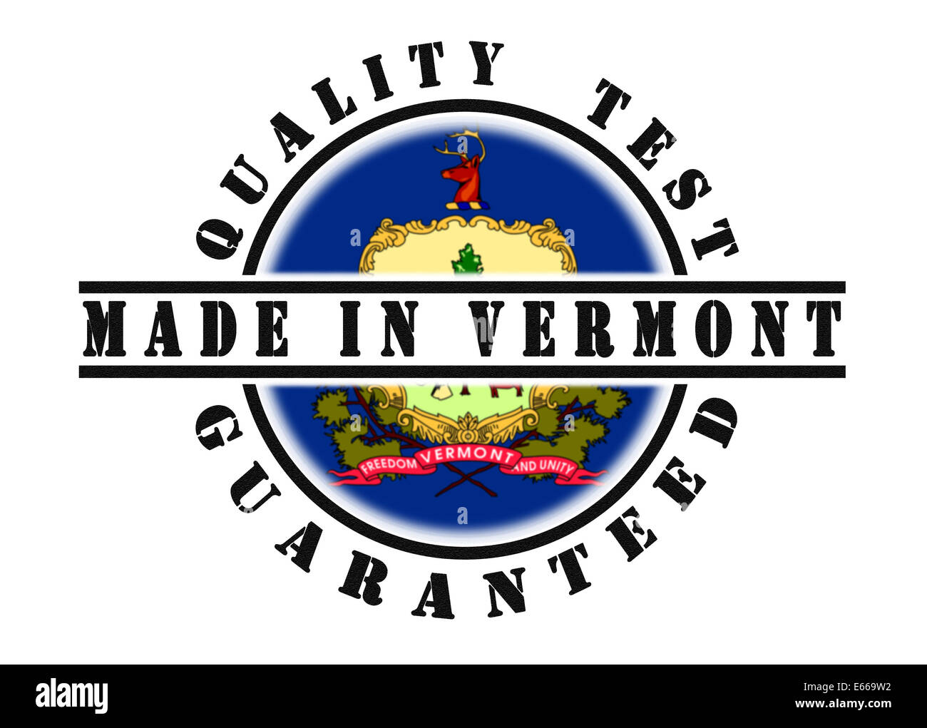 Garantie d'essai de qualité avec un timbre à l'intérieur du pavillon de l'état, le Vermont Banque D'Images