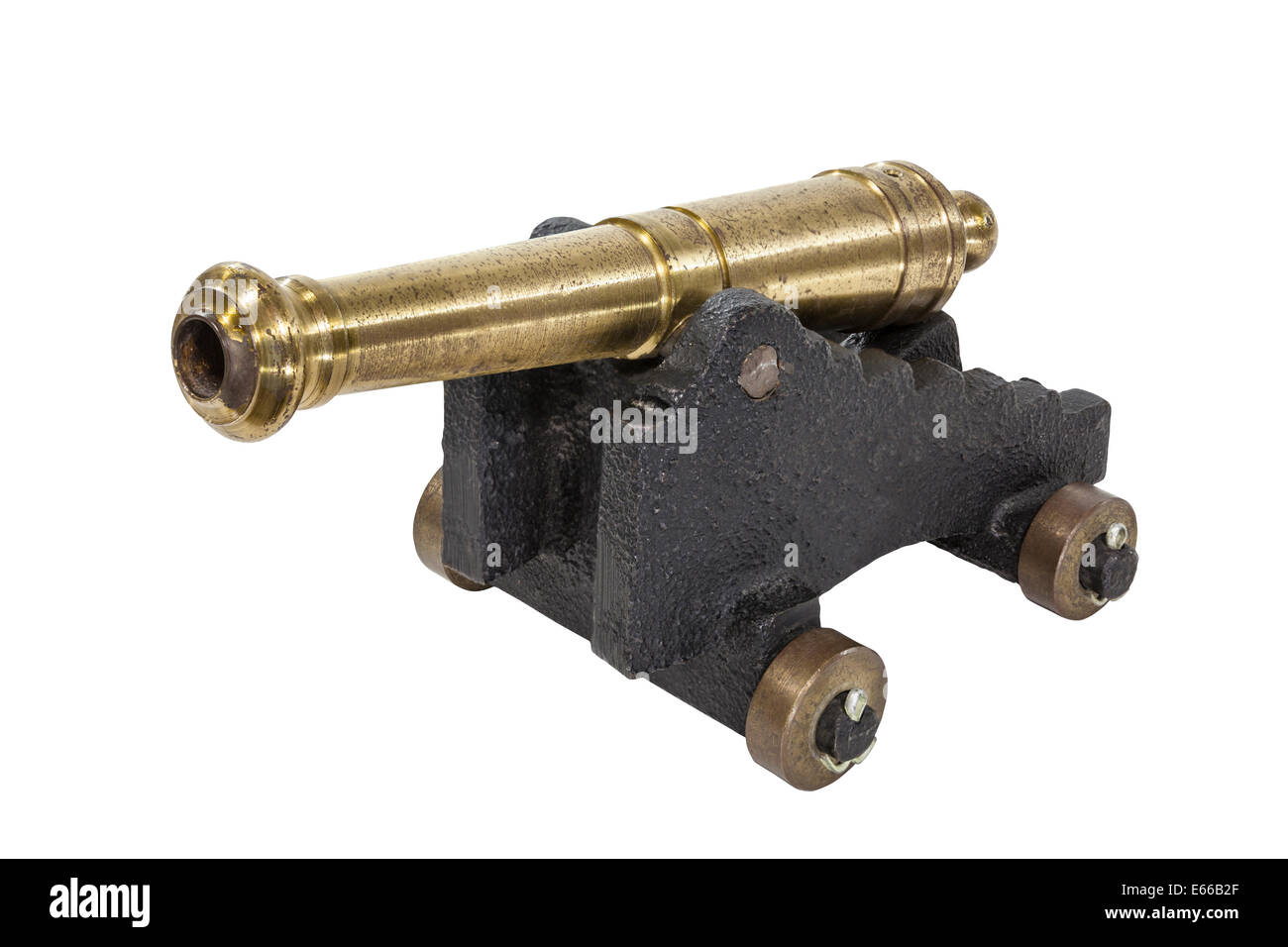 Vintage toy cannon isolé sur blanc. Banque D'Images