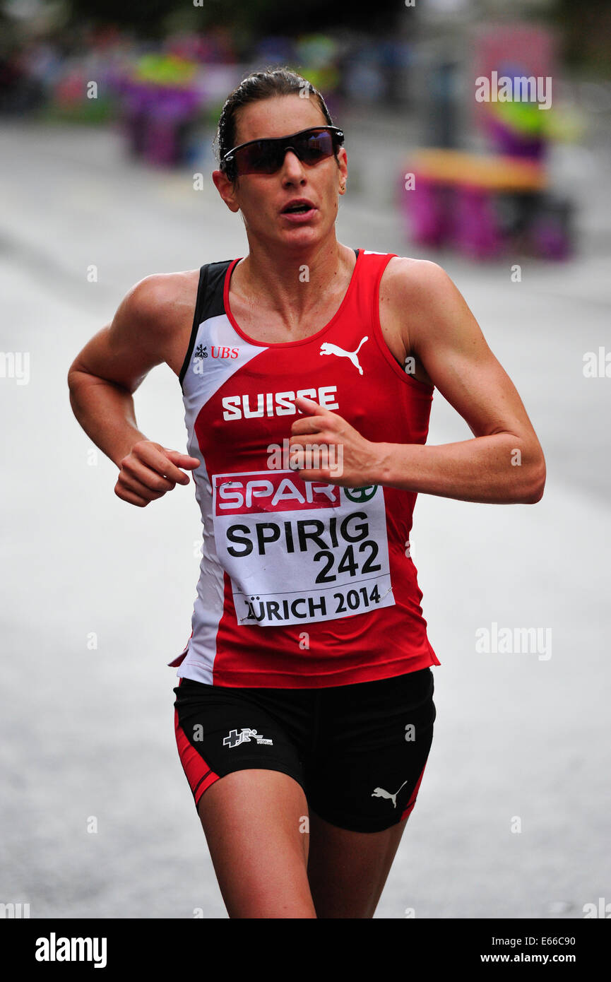 Zurich, Suisse. 16e Août, 2014. Nicola Spirig (SUI) au marathon de femmes de l'Athletics Championship 2014 à Zurich, Suisse. Crédit : Erik Tham/Alamy Live News Banque D'Images