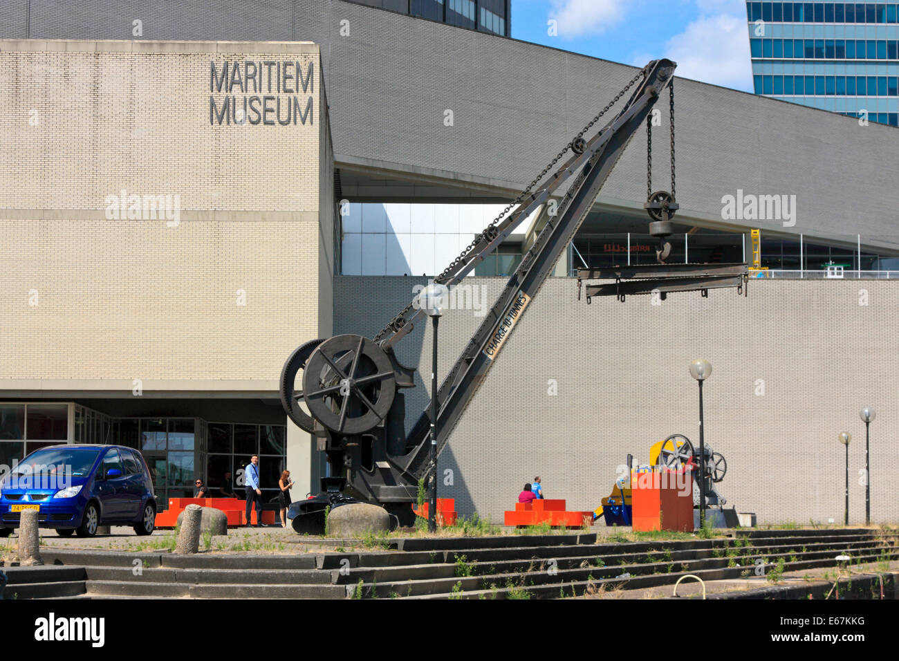 Grue de quai historique au Musée Maritime Leuvehaven, Rotterdam, Hollande méridionale, Pays-Bas Banque D'Images