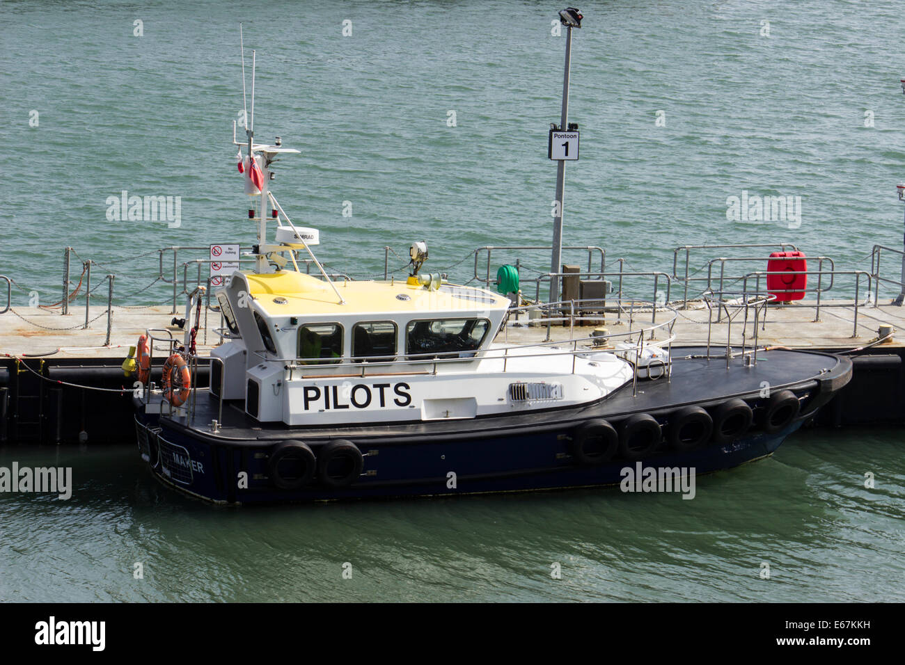 La location de bateau-pilote à l'entrée de Sutton Harbour, Plymouth Banque D'Images