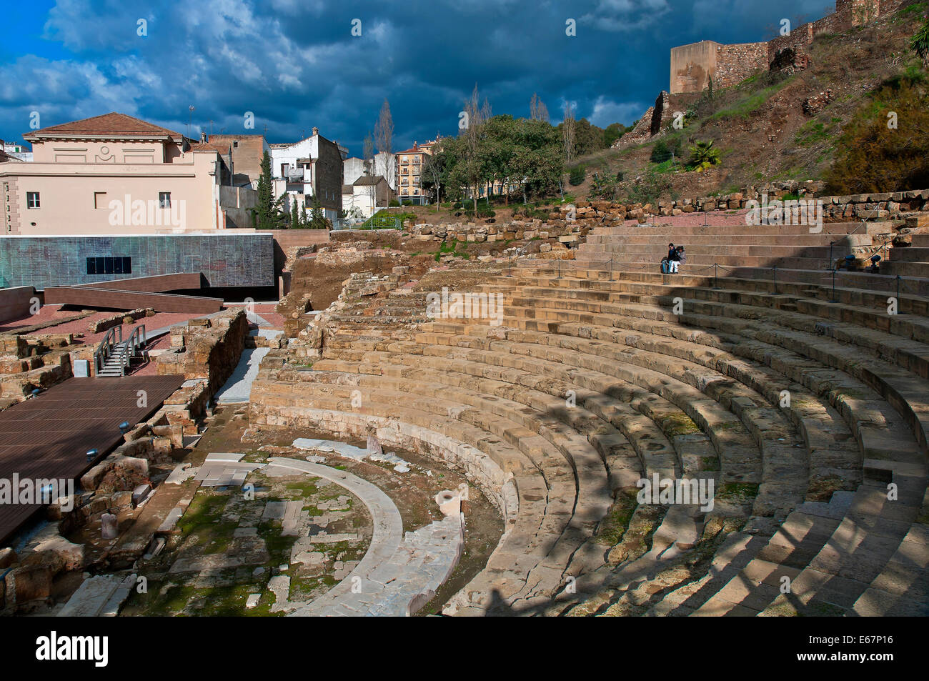 Théâtre romain et l'Alcazaba Arabe, Malaga, Andalousie, Espagne, Europe Banque D'Images