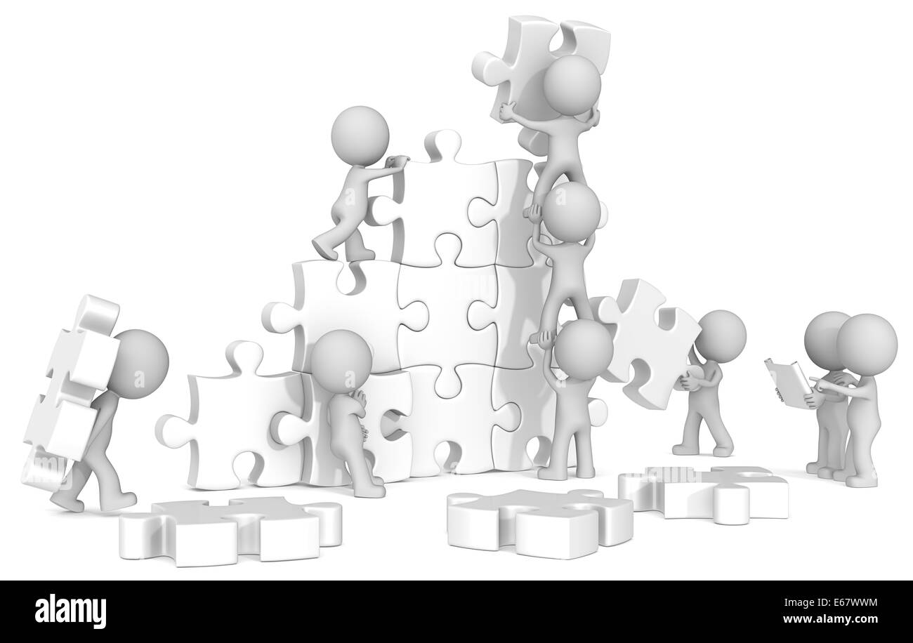 Le mec x 9 grand bâtiment blanc de puzzle de renouveau. Banque D'Images