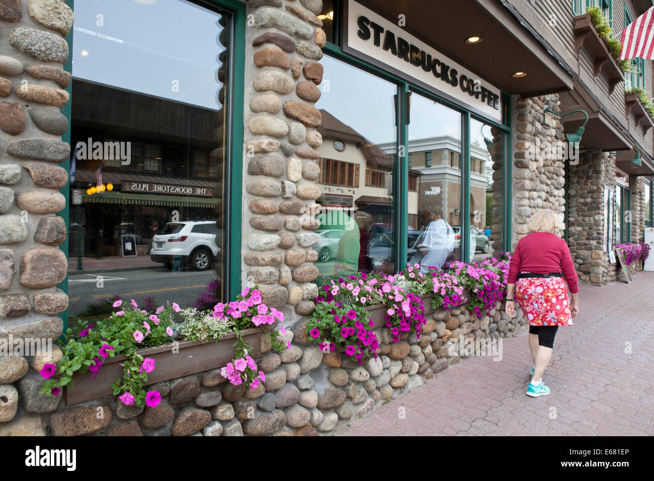 Starbucks dans Lake Placid, New York. Banque D'Images