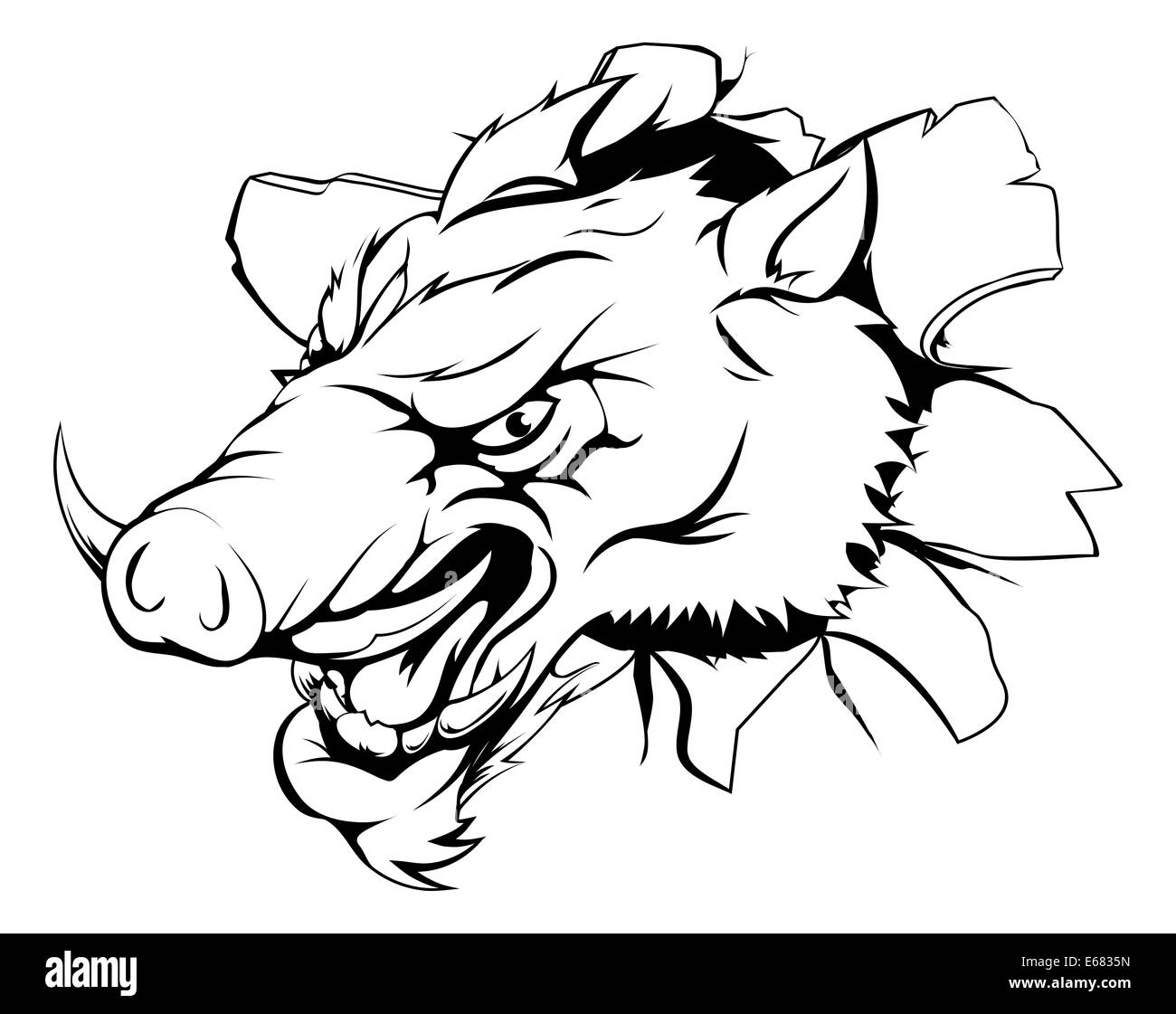 Une illustration d'un personnage mascotte sanglier prise en arrière-plan Banque D'Images