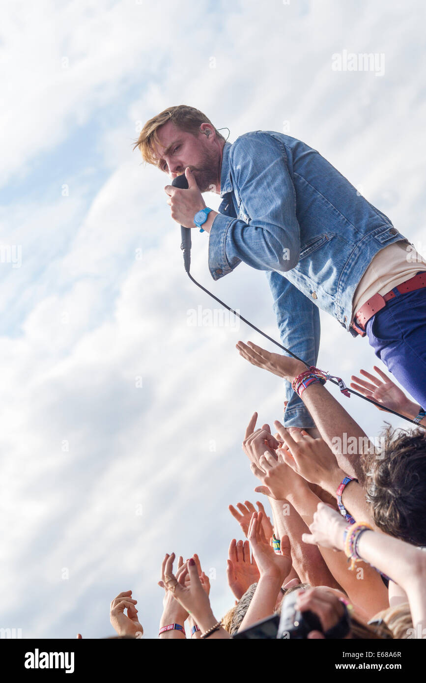 Kaiser Chiefs joue V Festival Hylands Park le 16/08/2014, à Chelmsford. Les personnes sur la photo : Ricky Wilson. Photo par Julie Edwards Banque D'Images