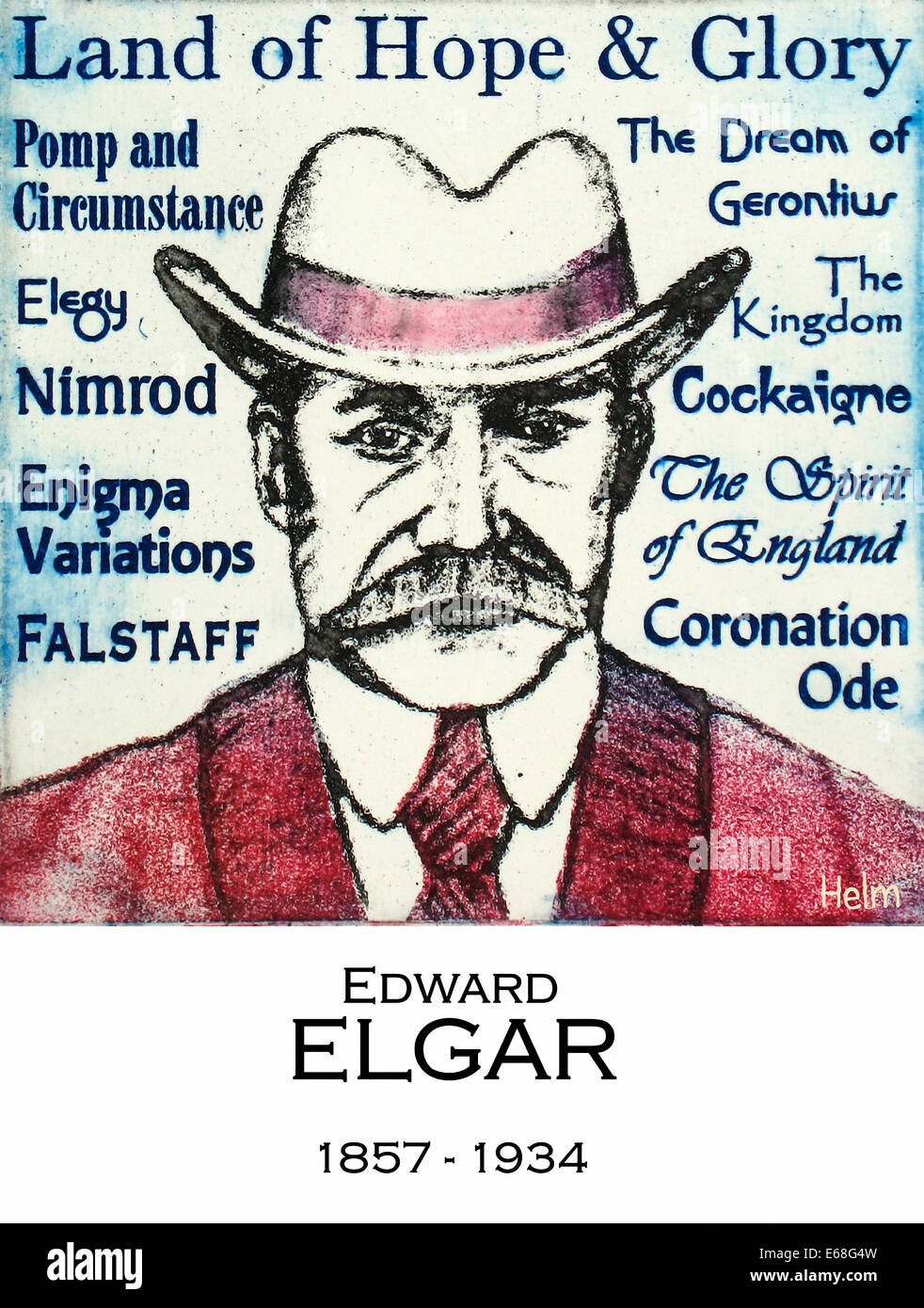 Illustration d'Edward Elgar, compositeur anglais, 1899 - 1934 Banque D'Images
