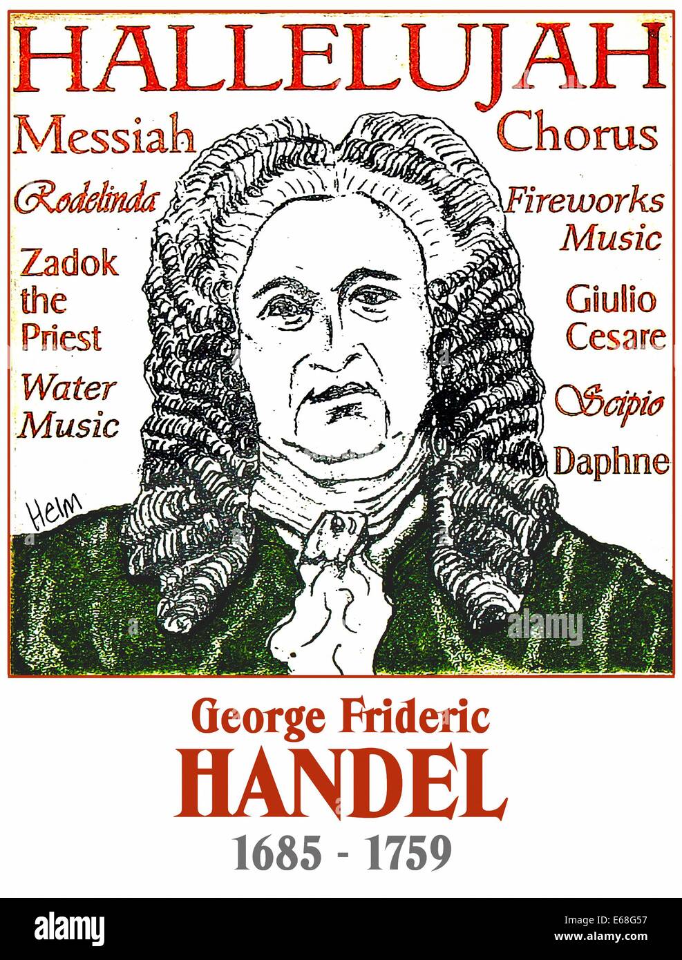 Illustration de Haendel, compositeur allemand/anglais, 1685 - 1759 Banque D'Images