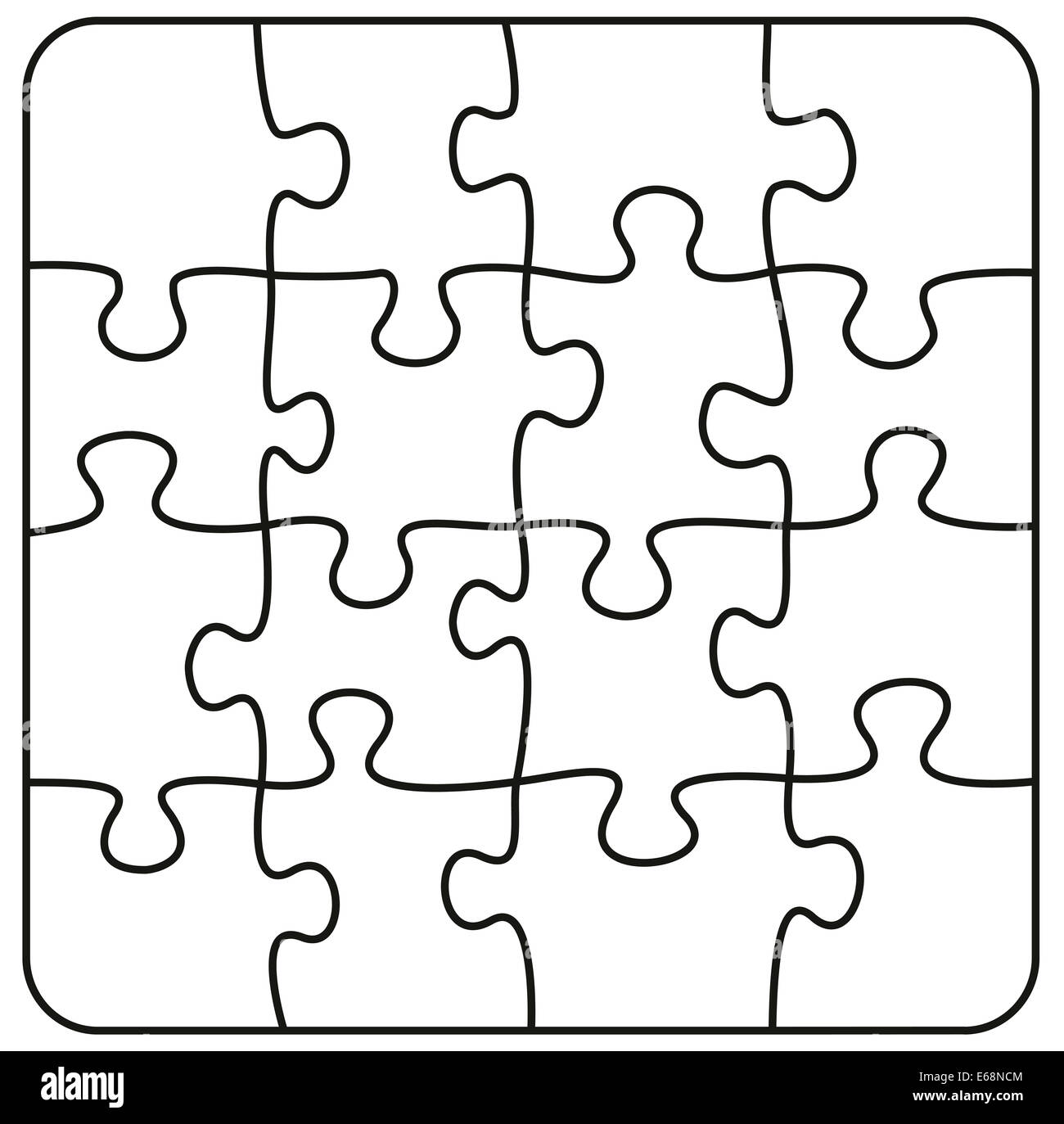 Puzzle carré - Illustration sur fond blanc. Banque D'Images