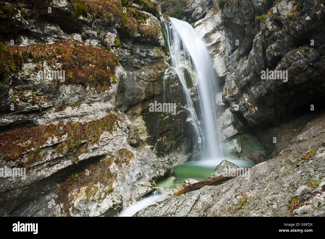 Cascade de la rivière Mostnica, Parc National de Triglav, Slovénie, Gorenjska Banque D'Images