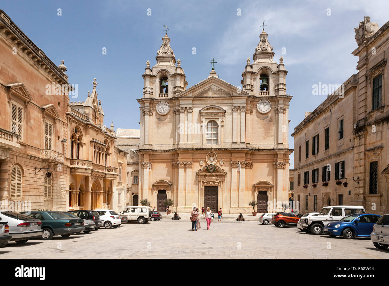 La Cathédrale St Paul, St Paul's Square, Mdina, Malte. Banque D'Images
