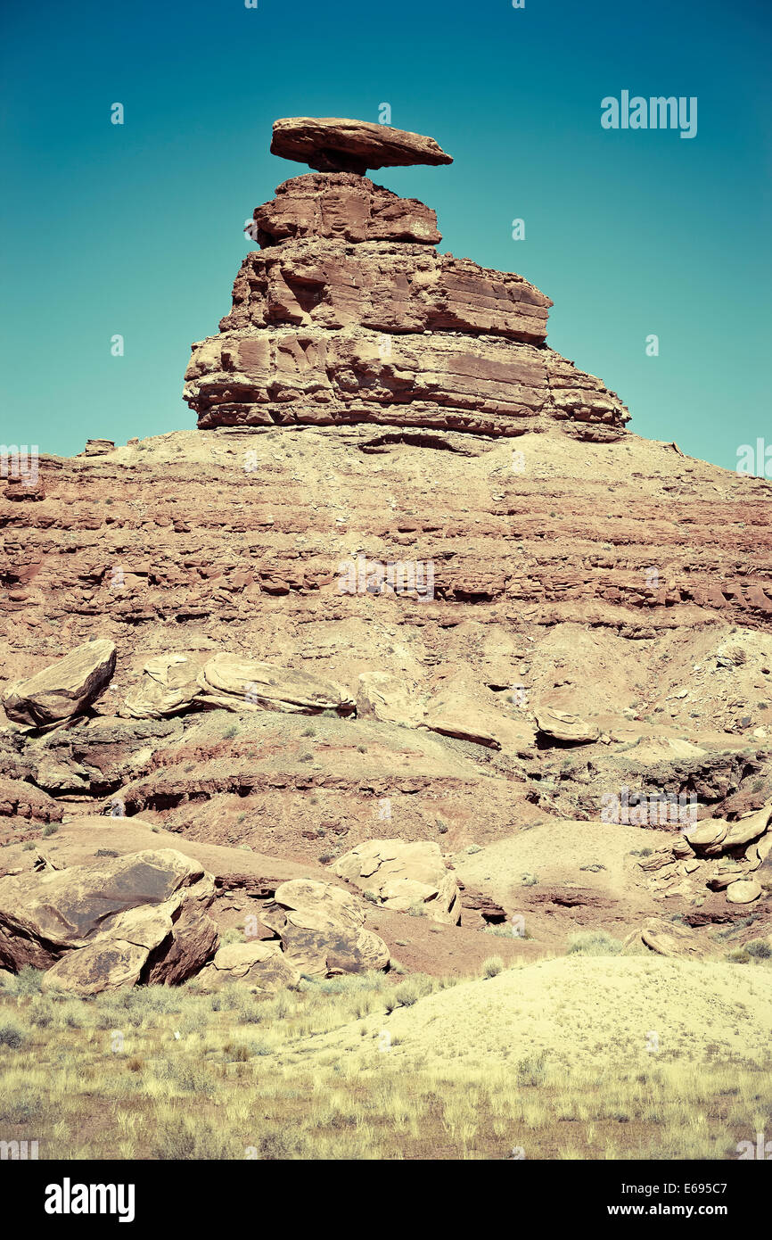 Le Mexican Hat rock formation, Utah, USA Banque D'Images