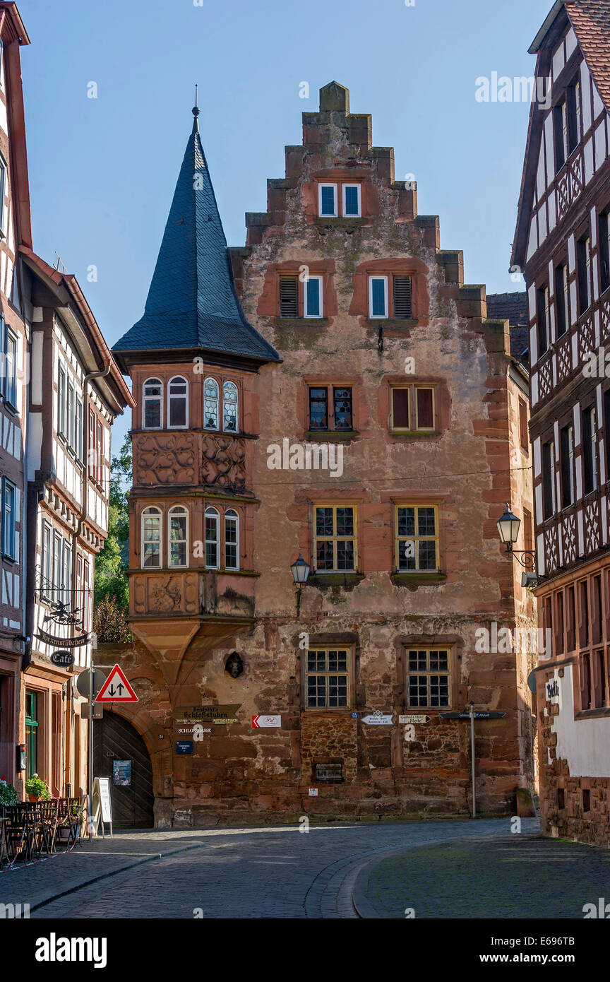 Steinernes Haus gothique tardif, vieille ville, Büdingen, Hesse, Allemagne Banque D'Images