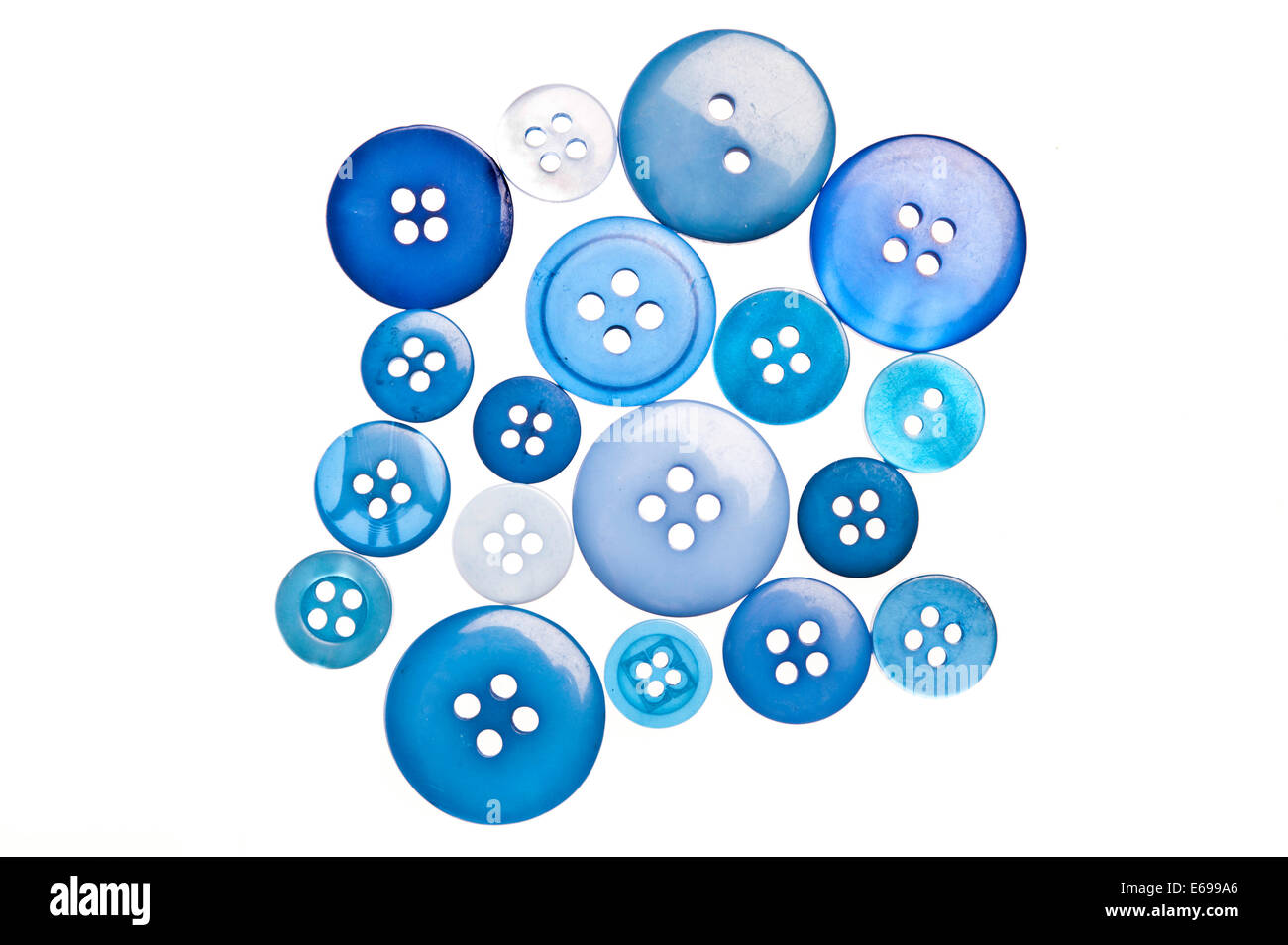 Boutons bleu de différentes tailles Banque D'Images