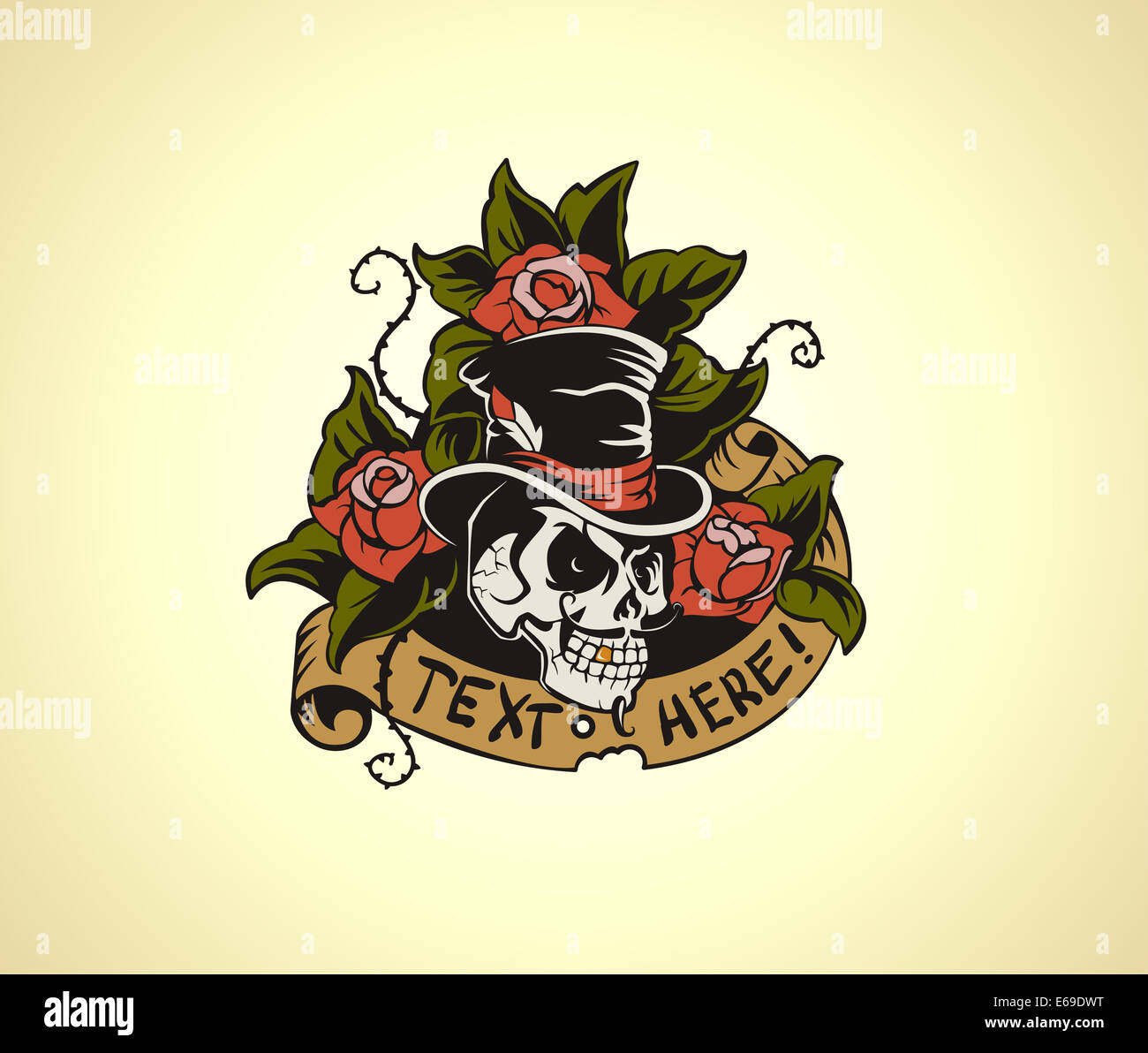 Old School Tattoo Skull Banque D'Images